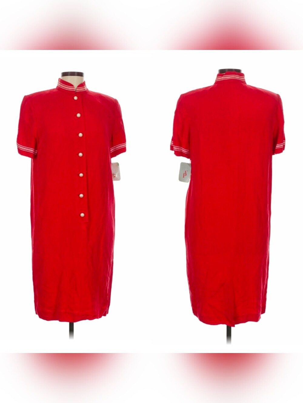 Vintage 80s NWT Old Stock Adrianna Papell 100% Silk Dress 6 Classic Pearl Button